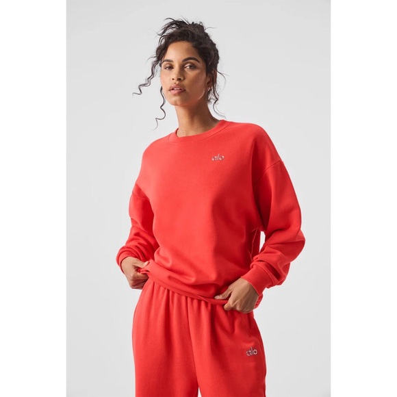 Alo Yoga Accolade Crew Neck Pullover Red Hot Summer 2XL - Picture 2 of 16